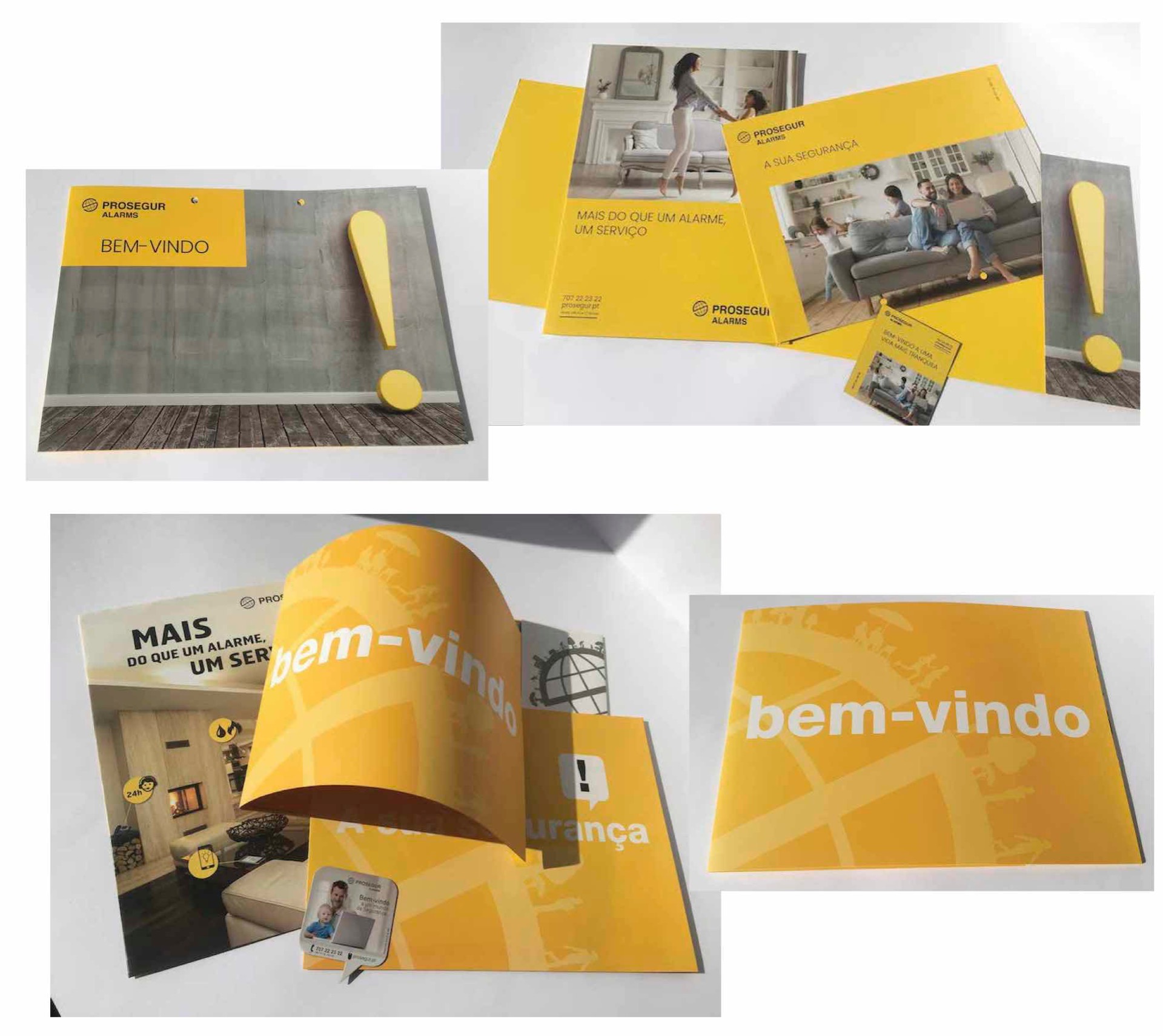 Pack´s com vária peças impressas com acabamentos e materiais diferentes, inseridas em capa exterior.